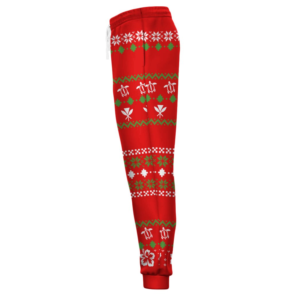 Hawaiian Santa Claus Mele Kalikimaka Joggers - Aviv Style - Red - AH - Polynesian Pride
