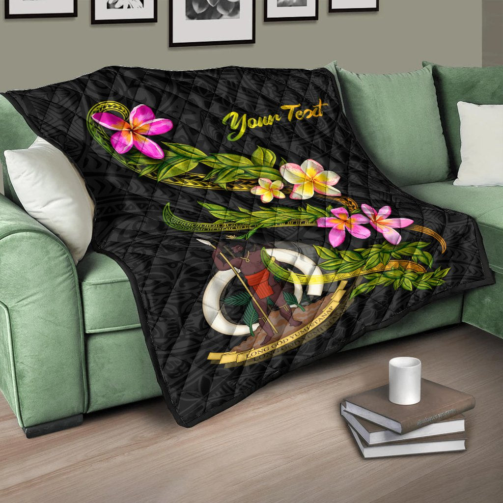 Vanuatu Polynesian Custom Personalised Quilt - Plumeria Tribal - Polynesian Pride