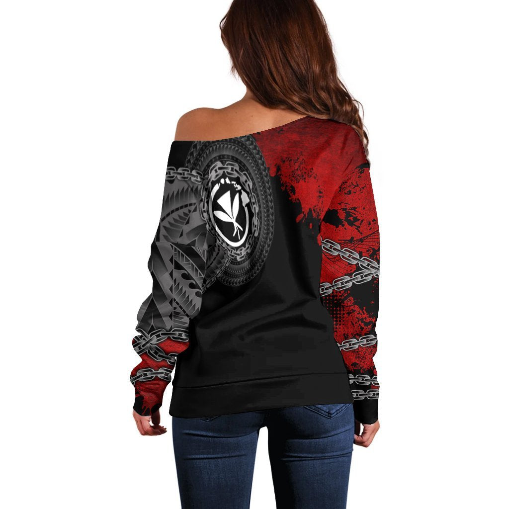 Hawaii Kanaka Maoli Polynesian Women's Off Shoulder Sweater - Polynesian Chain Style - Polynesian Pride
