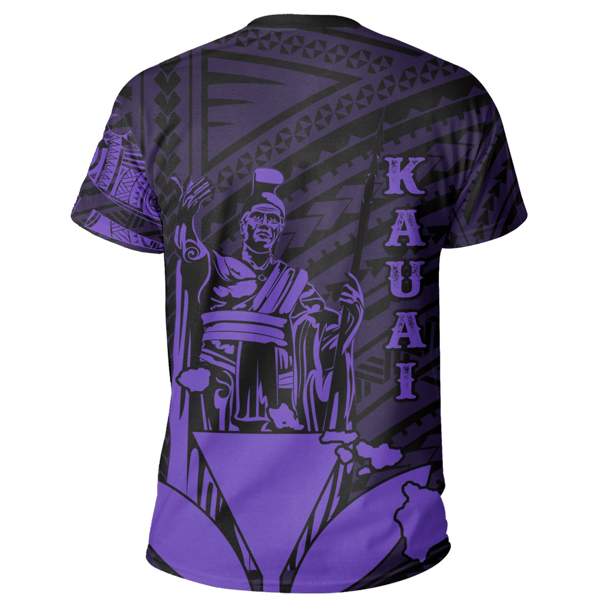 Hawaiian King Kanaka Map Polynesian Kauai T Shirt Purple Hala Style - Polynesian Pride