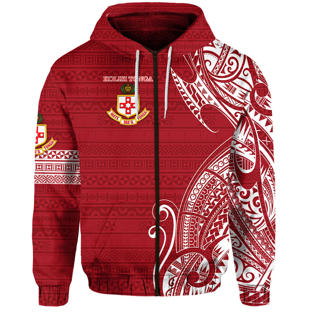 Custom Kolisi Tonga Mate Maa Tonga Zip Hoodie Simple, Custom Text and Number LT8 - Polynesian Pride