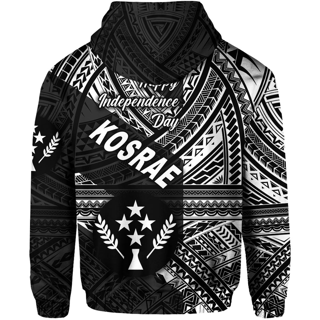 FSM Kosrae Zip Hoodie Happy Independence Day Original Vibes Black LT8 - Polynesian Pride