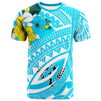 Kosrae T Shirt Polynesian Pattern Aquamarine Stone Color Unisex Blue - Polynesian Pride