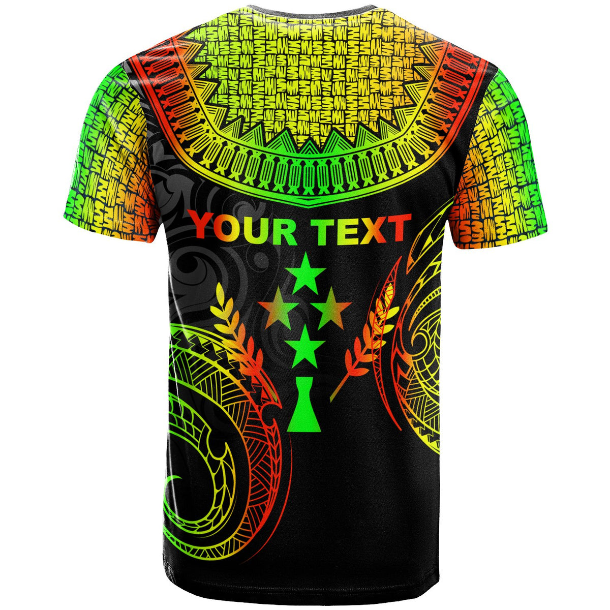 Kosrae Custom T Shirt Unique Serrated Texture Reggae Color - Polynesian Pride