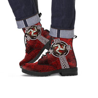 Isle Of Man Celtic Leather Boots - Celtic Cross & Triskele Skew Style - Polynesian Pride