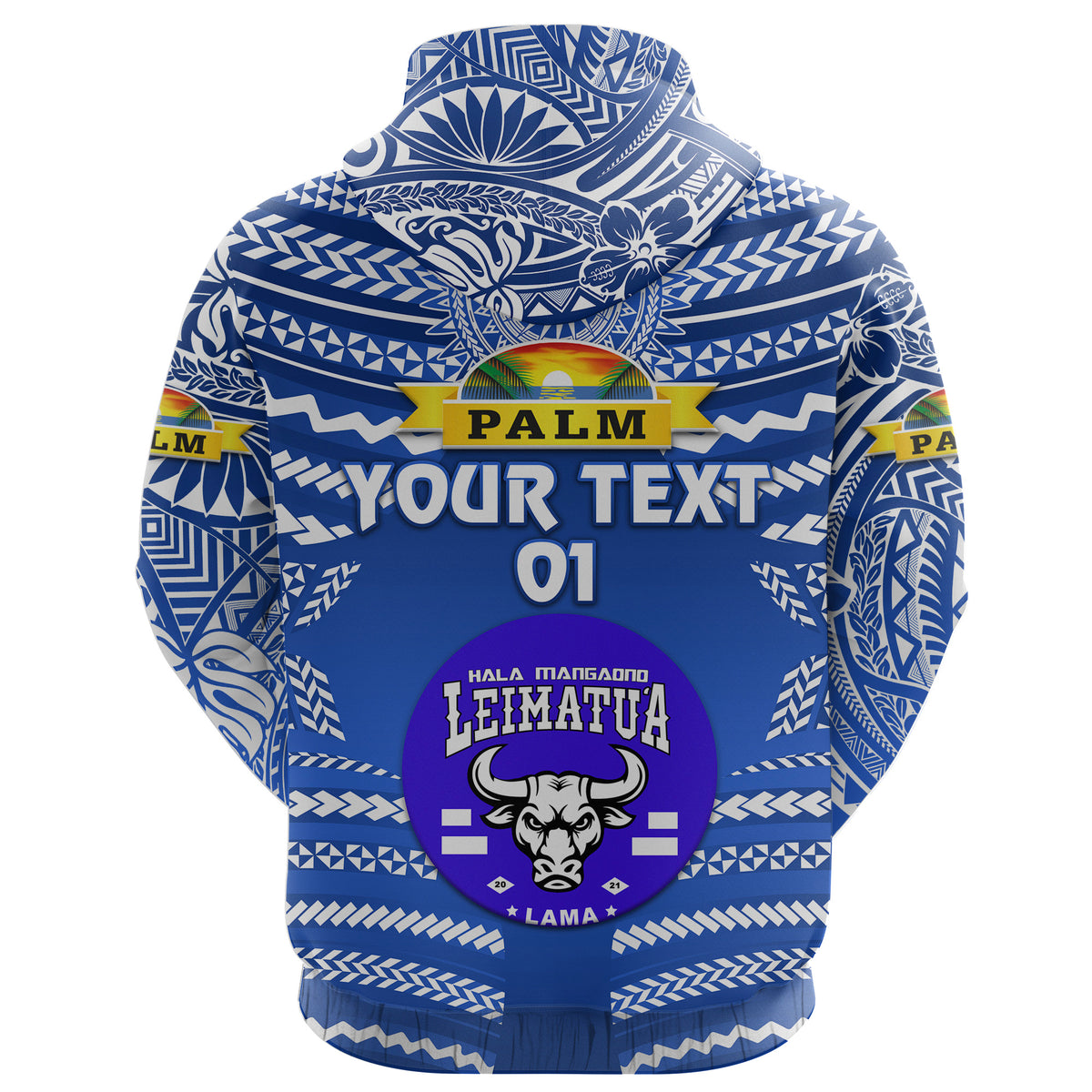 Custom Mate Maa Tonga Hoodie Leimatua Bulls Creative Style Blue NO.1, Custom Text and Number LT8 - Polynesian Pride