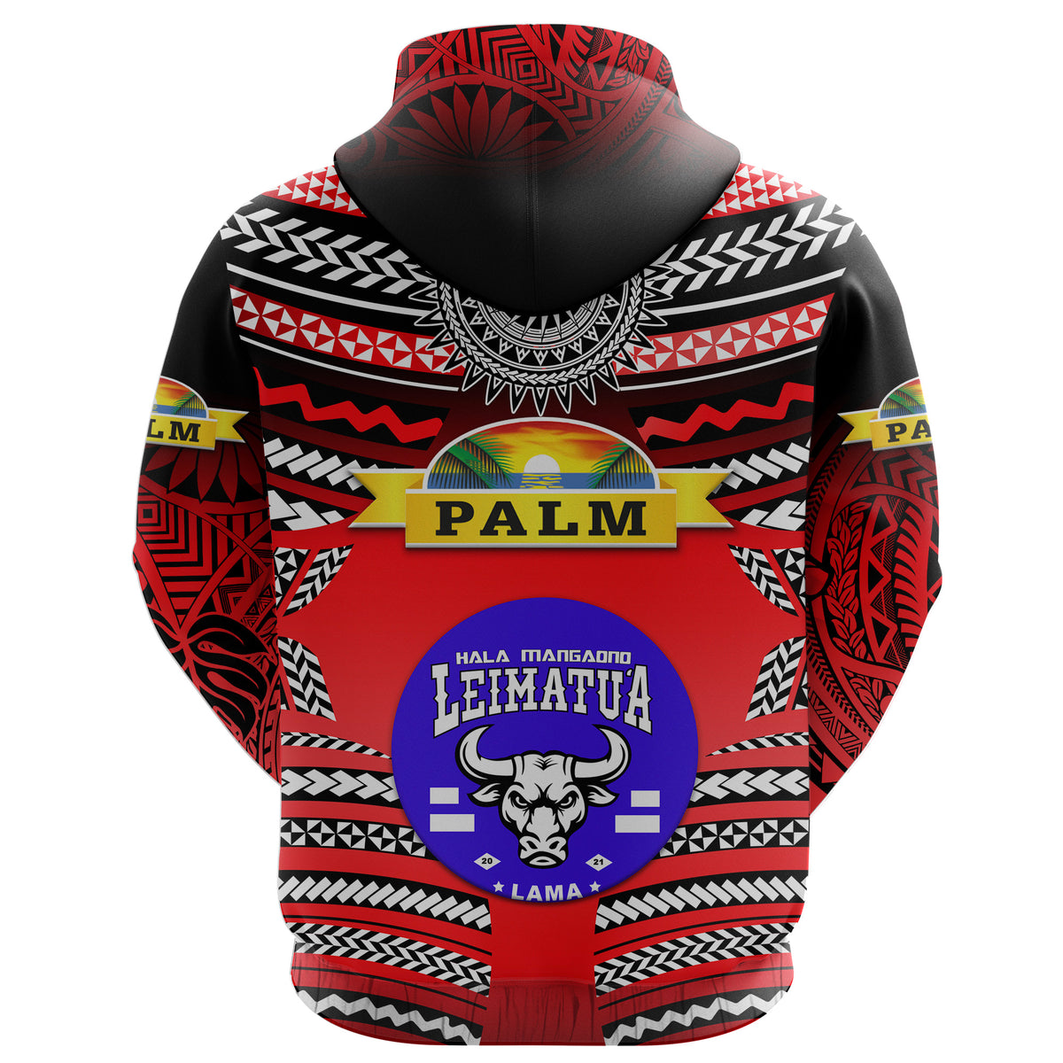 Custom Mate Maa Tonga Zip Hoodie Leimatua Bulls Creative Style Red NO.1 LT8 - Polynesian Pride