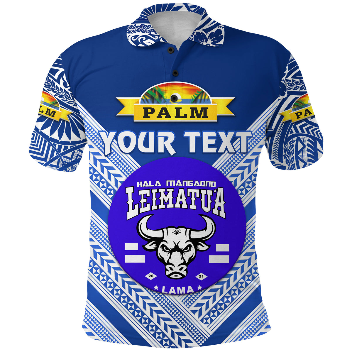 Custom Mate Maa Tonga Polo Shirt Leimatua Bulls Creative Style Blue NO.1 LT8 - Polynesian Pride