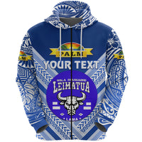 Custom Mate Maa Tonga Zip Hoodie Leimatua Bulls Creative Style Blue NO.1 LT8 - Polynesian Pride