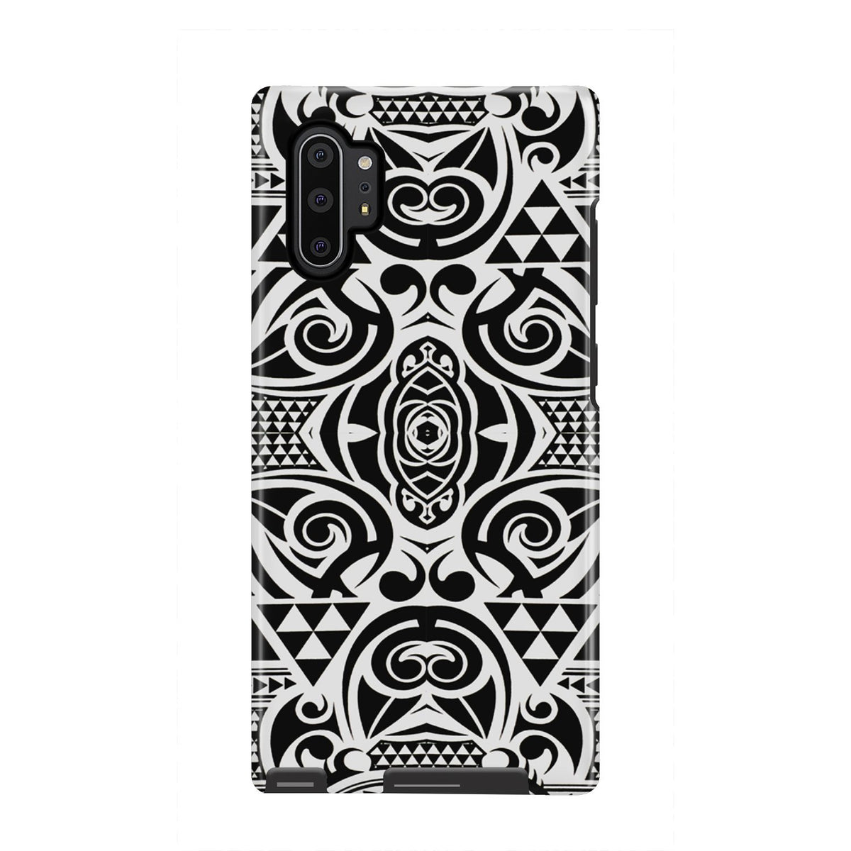 Polynesian Tribal Tough Case Black White Samsung Galaxy Note 10 Plus - Polynesian Pride