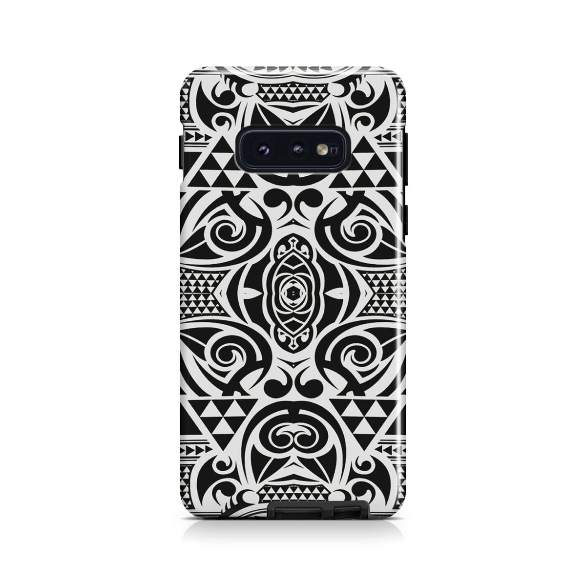 Polynesian Tribal Tough Case Black White Samsung Galaxy S10e - Polynesian Pride
