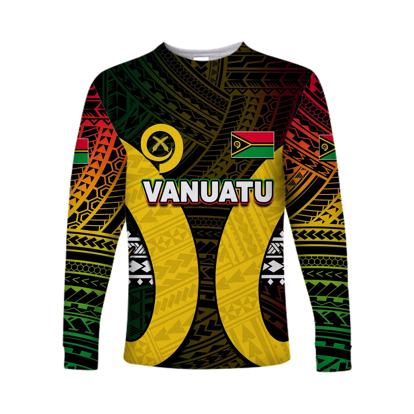 (Custom Personalised) Vanuatu Off Shoulder Long Sleeve Shirt Polynesian Patterns Mix Pig Tusk LT6 Unisex Black - Polynesian Pride