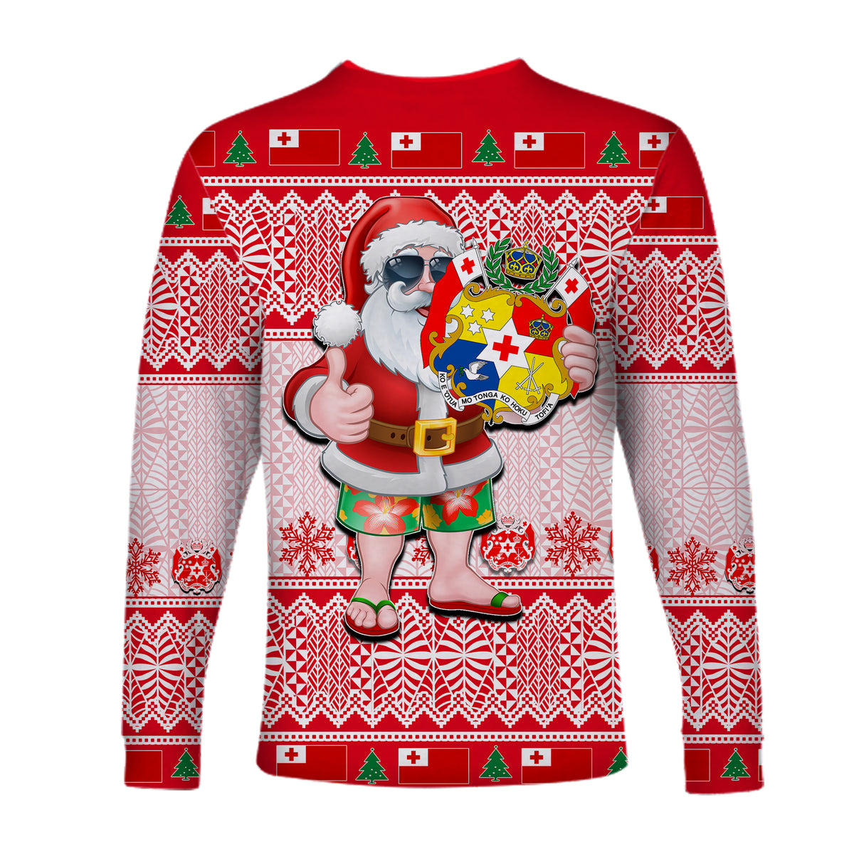 Tonga Christmas Long Sleeve Shirt Cool Santa Claus LT6 - Polynesian Pride