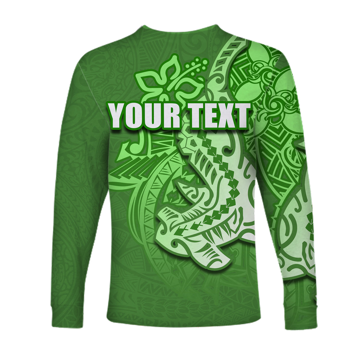 (Custom Personalised) Hammerhead shark Long Sleeve Shirts Polynesian Green Style LT6 - Polynesian Pride