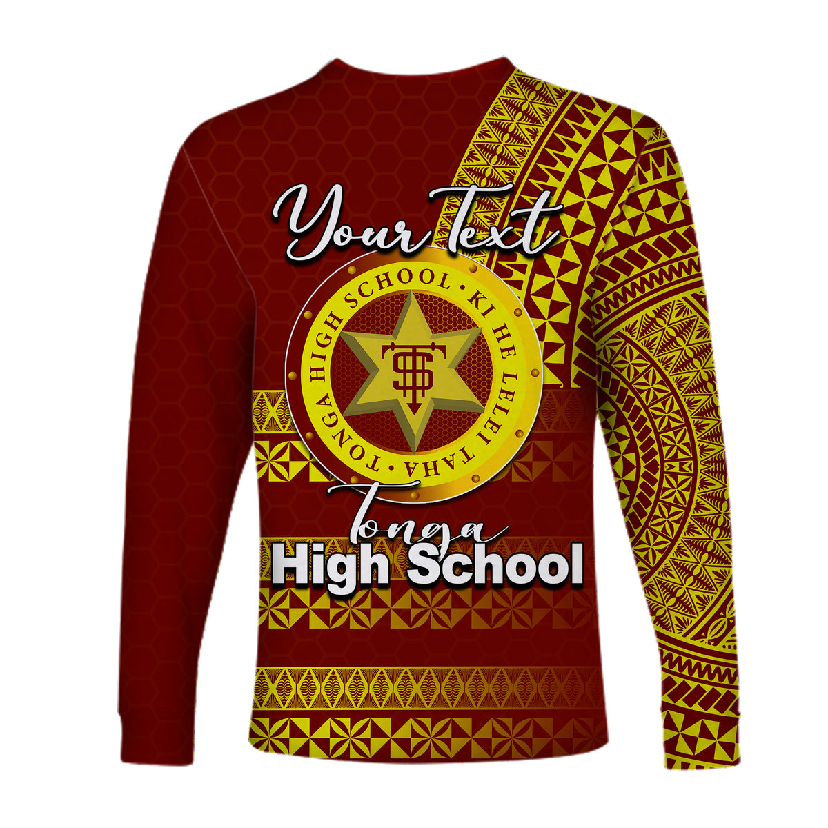 (Custom Personalised)Tonga High School Long Sleeve Shirt Tonga Tattoo Style LT6 - Polynesian Pride