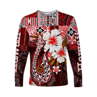 (Custom Personalised) Hawaii Fish Hook Long Sleeve Shirts Red Style LT6 Unisex Red - Polynesian Pride