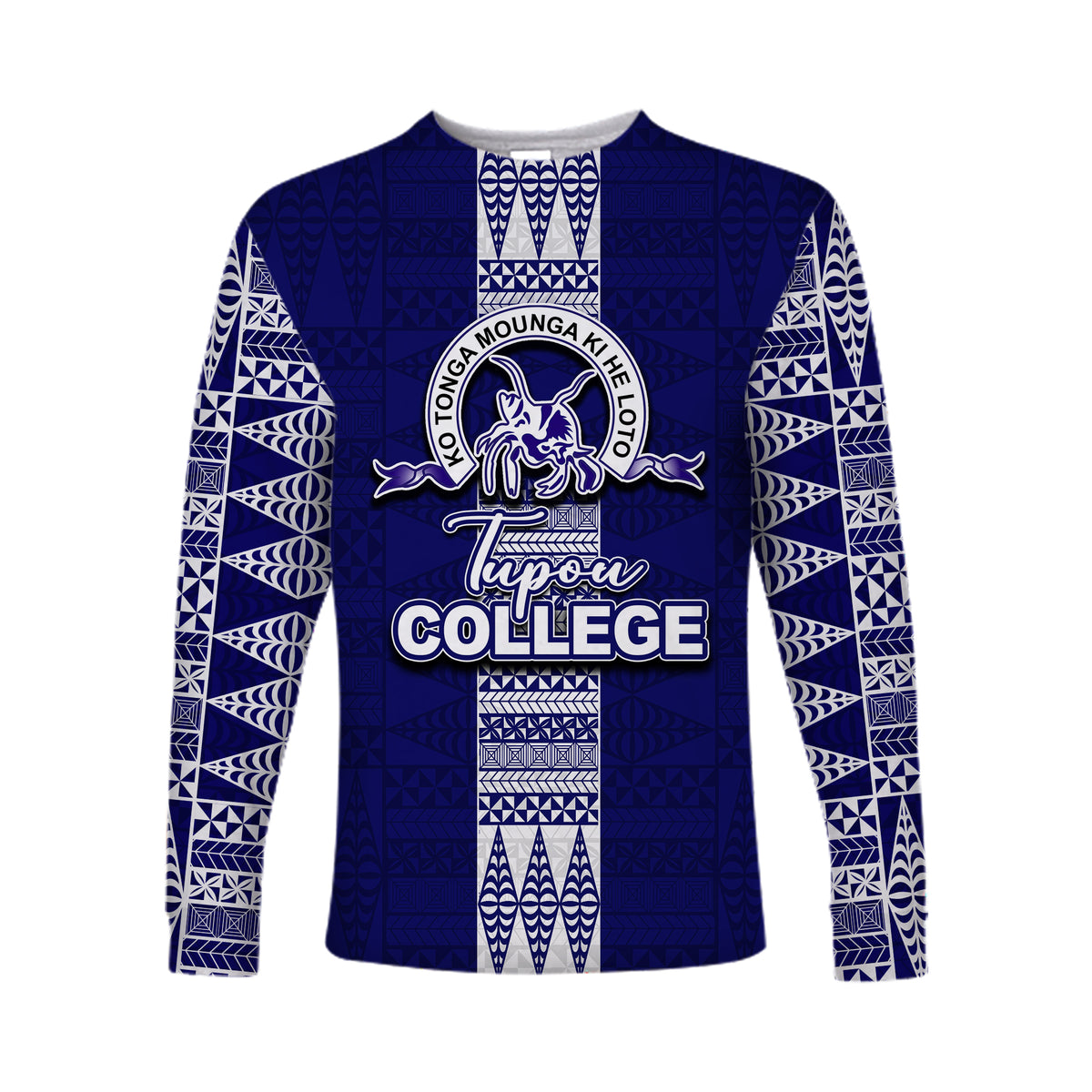 (Custom Personalised) Tupou College Long Sleeve Shirts Tonga Simple Style LT6 Unisex Blue - Polynesian Pride