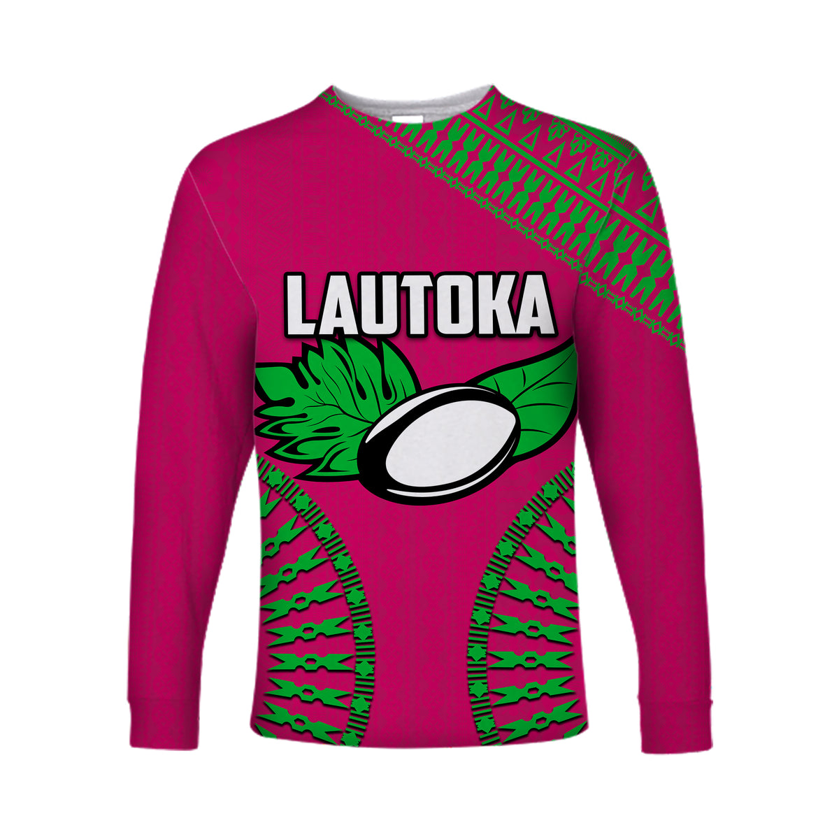 (Custom Personalised And Number) Lautoka Fiji Rugby Long Sleeve Shirts LT6 Unisex Pink - Polynesian Pride