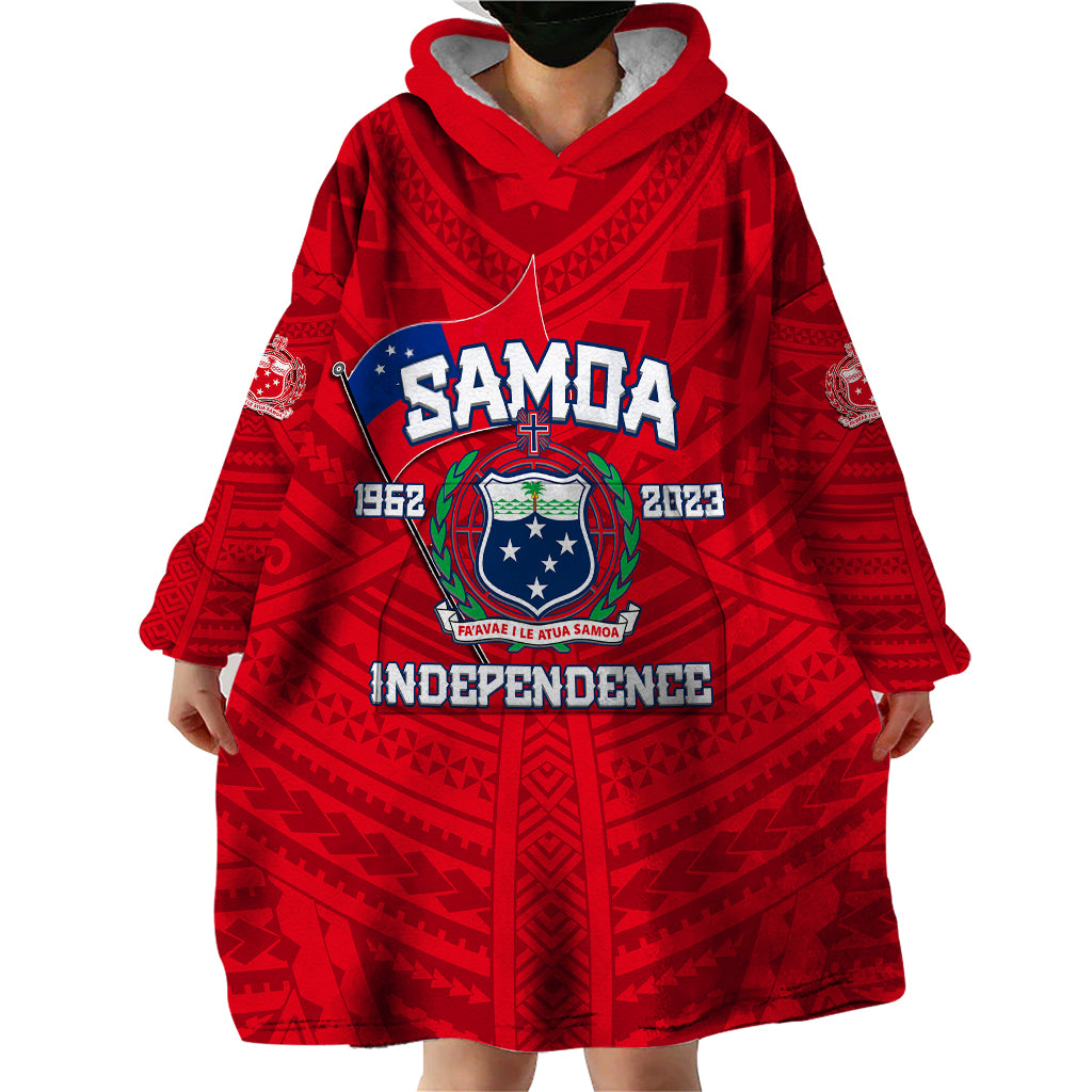 Samoa Independence Wearable Blanket Hoodie 2023 Red Style LT6 - Polynesian Pride