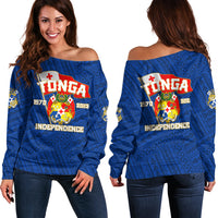 Tonga Independence Off Shoulder Sweater 2023 Blue Style LT6 Women Blue - Polynesian Pride