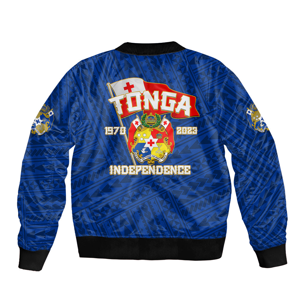 Tonga Independence Sleeve Zip Bomber Jacket 2023 Blue Style LT6 - Polynesian Pride