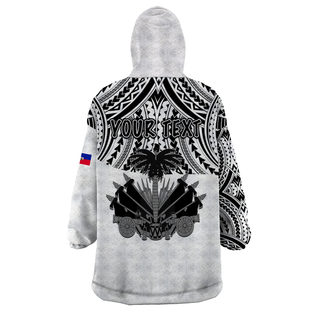 (Custom Personalised) Haiti Wearable Blanket Hoodie Polynesian Neg Maron White Style LT6 - Polynesian Pride