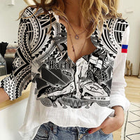 (Custom Personalised) Haiti Women Casual Shirt Polynesian Neg Maron White Style LT6 Female White - Polynesian Pride