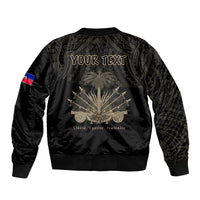 (Custom Personalised) Haiti Sleeve Zip Bomber Jacket Polynesian Neg Maron Black Style LT6 - Polynesian Pride
