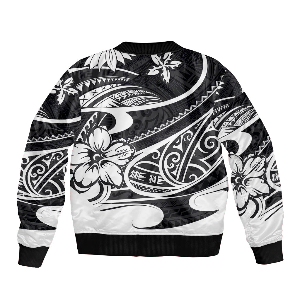 Polynesian Tribal Sleeve Zip Bomber Jacket Black LT6 - Polynesian Pride