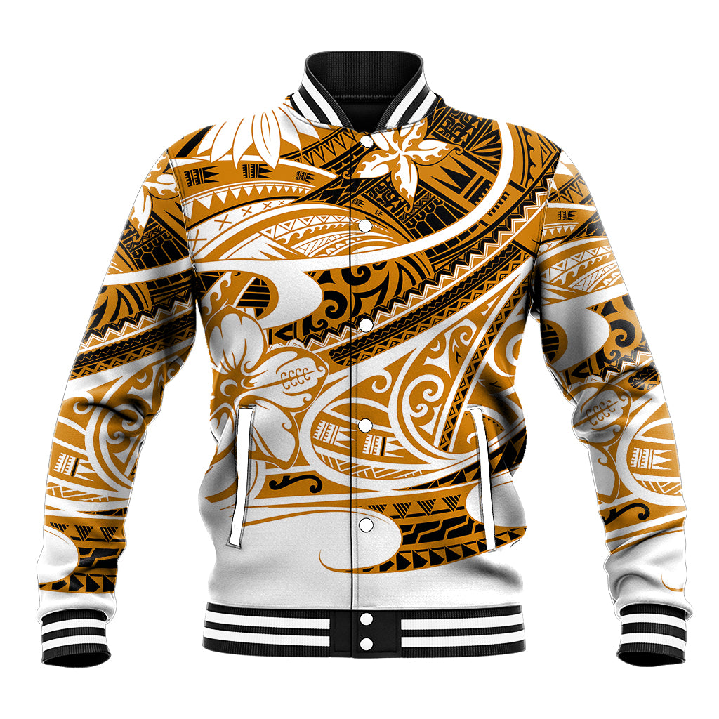 Polynesian Tribal Baseball Jacket Gold LT6 Unisex Gold - Polynesian Pride
