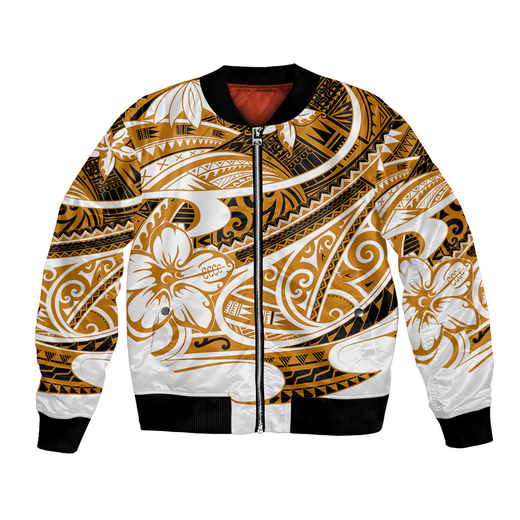 Polynesian Tribal Bomber Jacket Gold LT6 Unisex Gold - Polynesian Pride