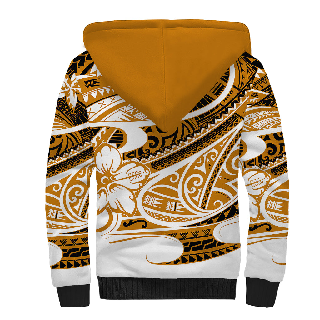 Polynesian Tribal Sherpa Hoodie Gold LT6 - Polynesian Pride