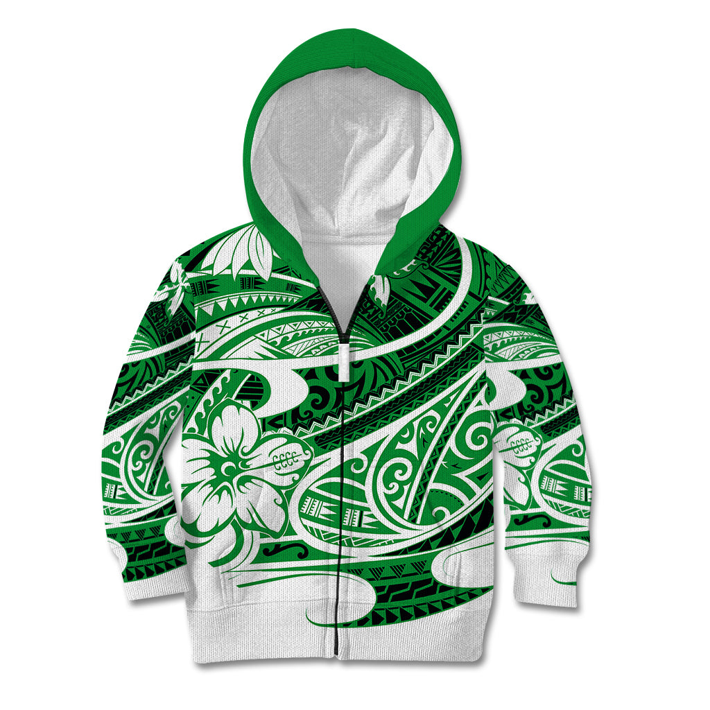 Polynesian Tribal Kid Hoodie Green LT6 - Polynesian Pride