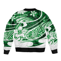 Polynesian Tribal Sleeve Zip Bomber Jacket Green LT6 - Polynesian Pride