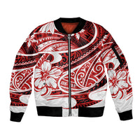 Polynesian Tribal Sleeve Zip Bomber Jacket Red LT6 Unisex Red - Polynesian Pride