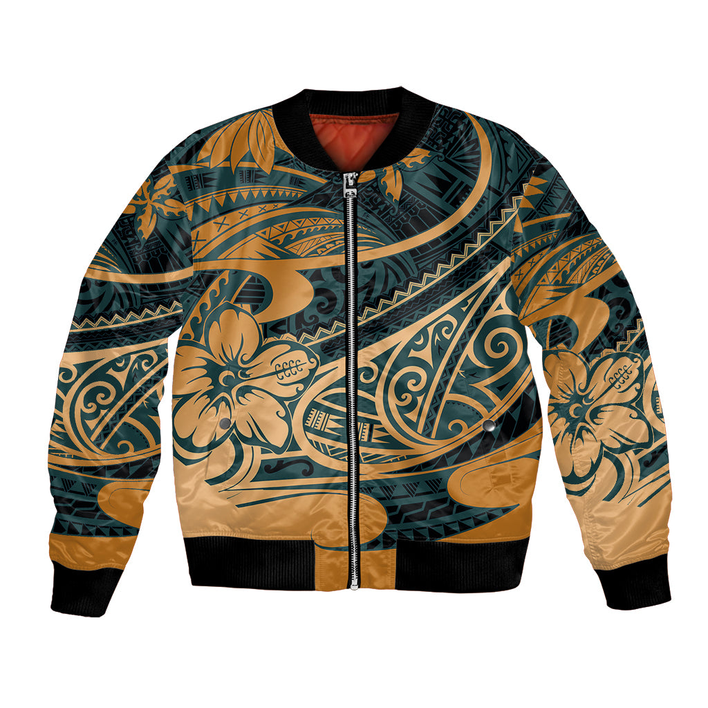 Polynesian Tribal Bomber Jacket LT6 Unisex Green - Polynesian Pride