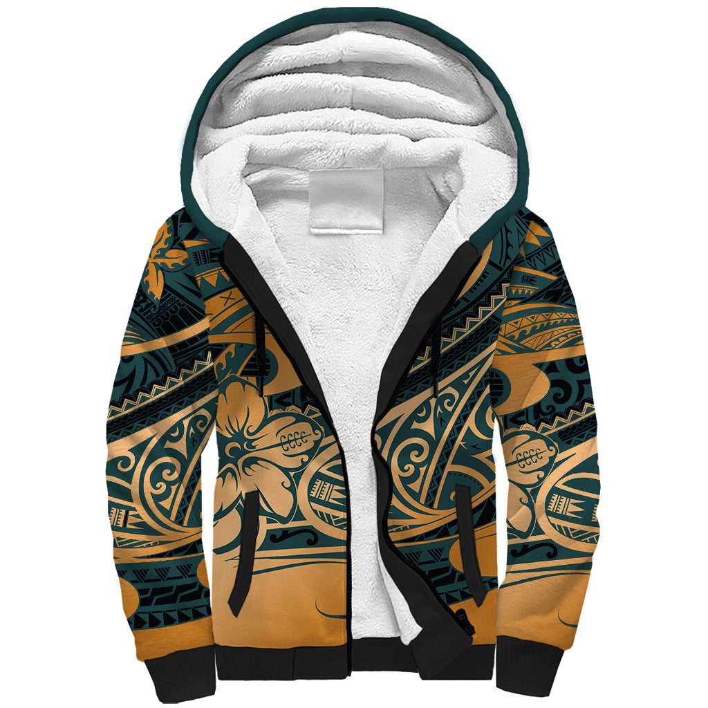 Polynesian Tribal Sherpa Hoodie LT6 Unisex Green - Polynesian Pride