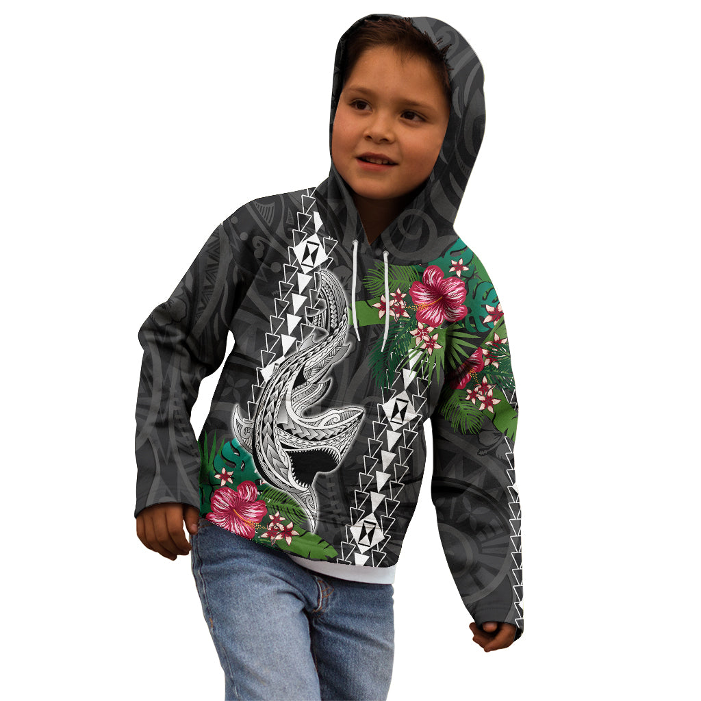 Hawaii Kakau Kid Hoodie Mix Sharks Polynesian Hibiscus LT6 - Polynesian Pride