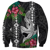 Hawaii Kakau Sweatshirt Mix Sharks Polynesian Hibiscus LT6 - Polynesian Pride