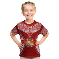Personalised Tonga Independence Day Kid T Shirt Kupesi Pattern Mix Style LT7 Youth XL Size14 - Polynesian Pride