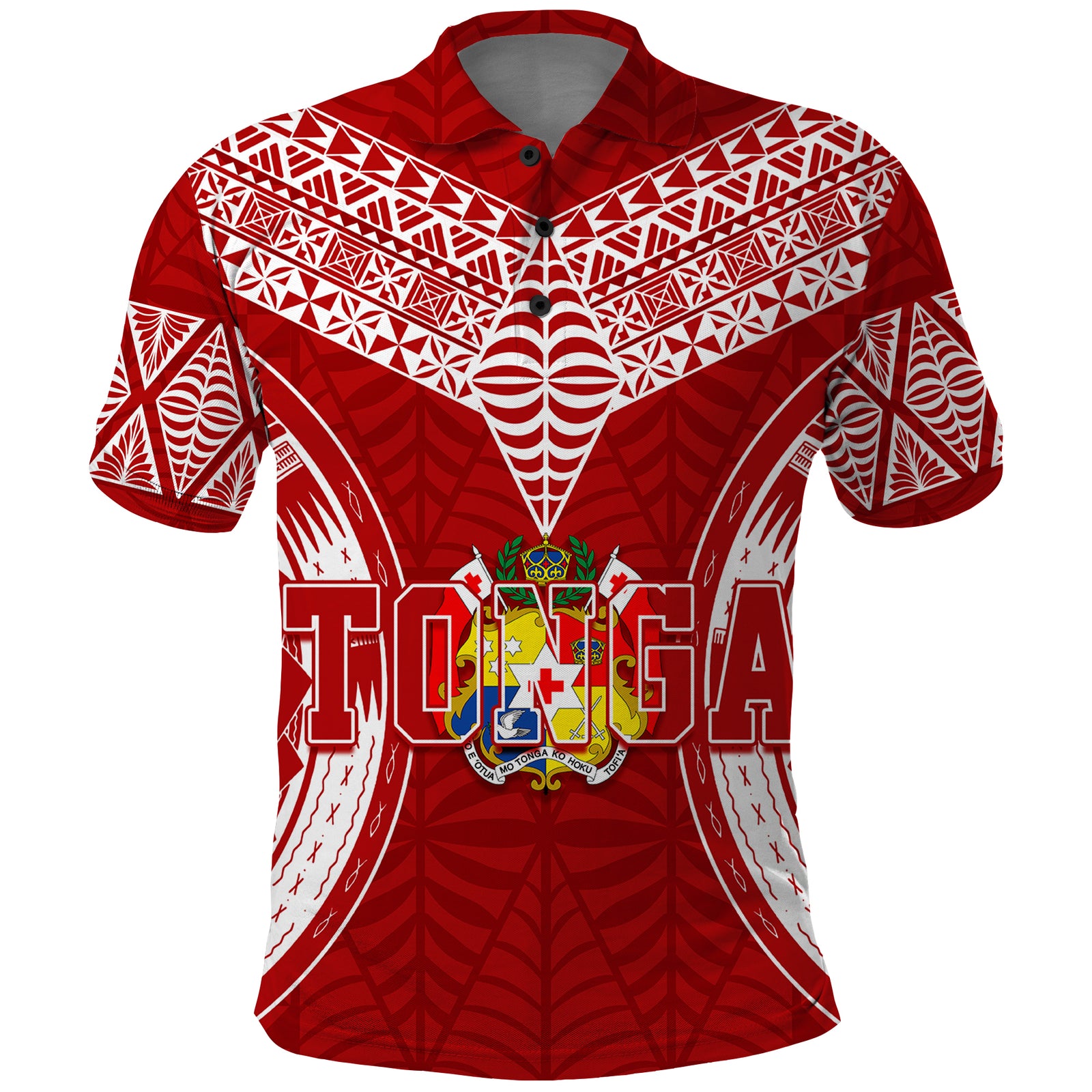 Custom Tonga Independence Day Polo Shirt Kupesi Pattern Mix Style LT7 Red - Polynesian Pride