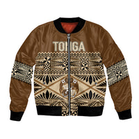 Personalised Tonga Independence Day Bomber Jacket Ngatu Tapa Style LT7 Unisex Brown - Polynesian Pride