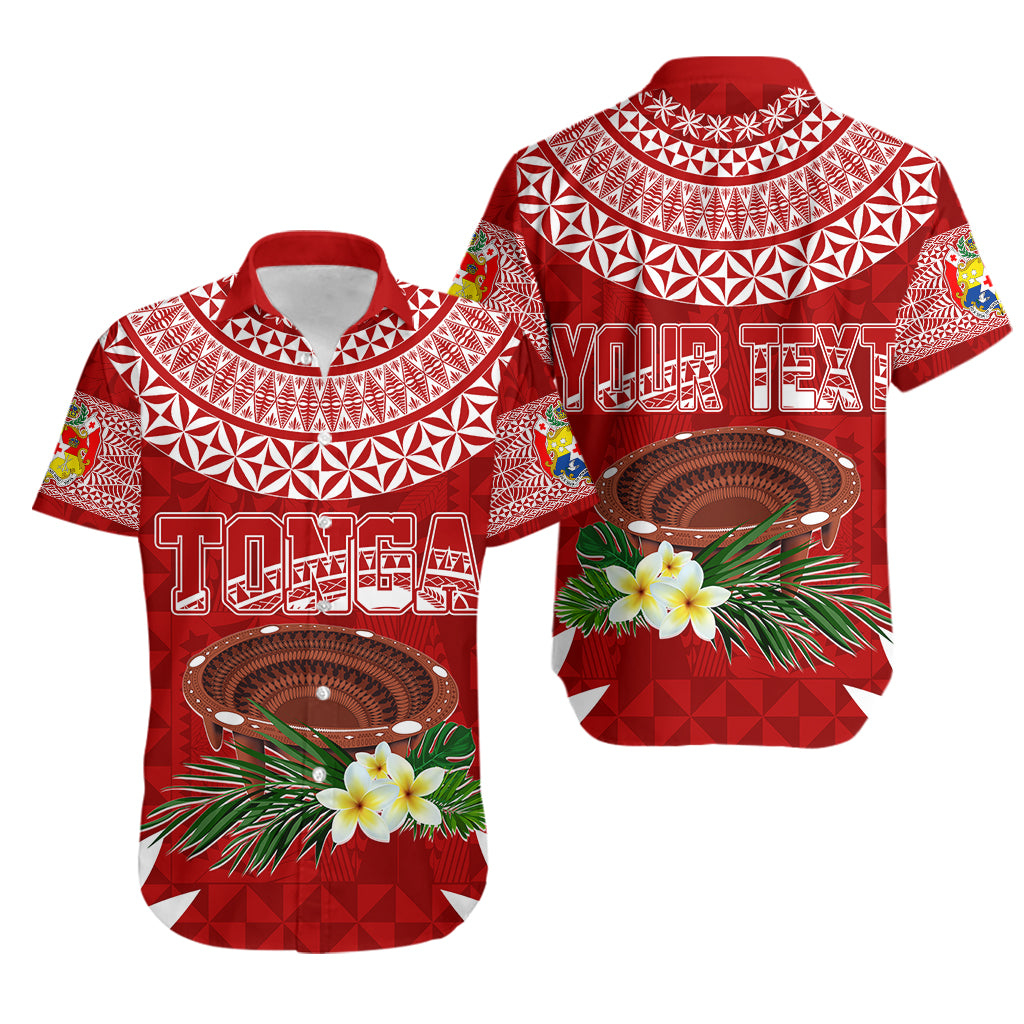 Personalised Tonga Independence Day Hawaiian Shirt Kumete Kava Bowl With Plumeria LT7 Red - Polynesian Pride