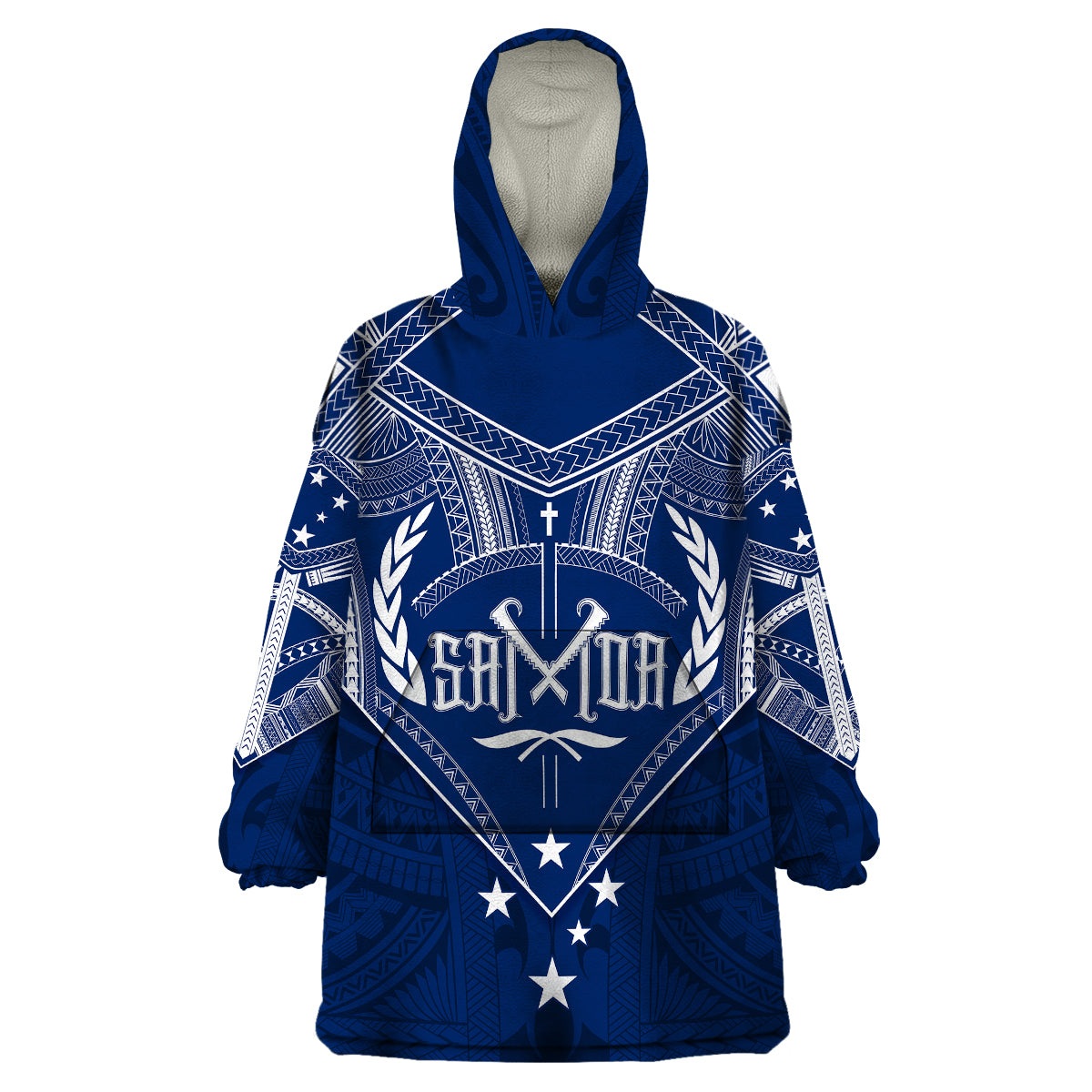 Personalised Samoa Independence Day Wearable Blanket Hoodie Chest Tattoo Symbolic Style LT7 Unisex One Size - Polynesian Pride