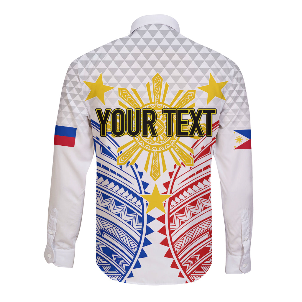Personalised Philippines Independence Day Long Sleeve Button Shirt Tribal Sun and Stars Ver 01 LT7 - Polynesian Pride