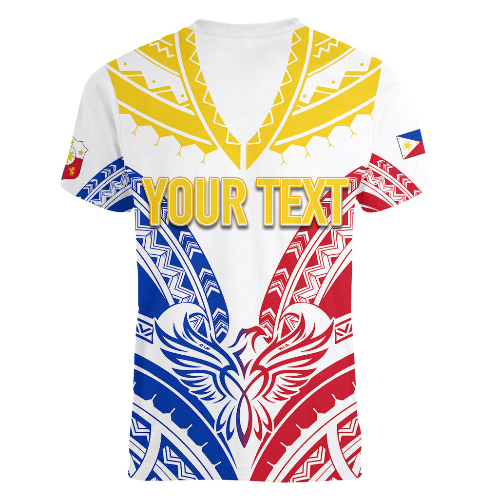 Personalised Philippines Independence Day Women V Neck T Shirt Tribal Sun and Stars Ver 02 LT7 - Polynesian Pride