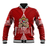 Personalised Tonga Rugby Baseball Jacket Mate Ma'a Tonga Independence Day LT7 Unisex Red - Polynesian Pride