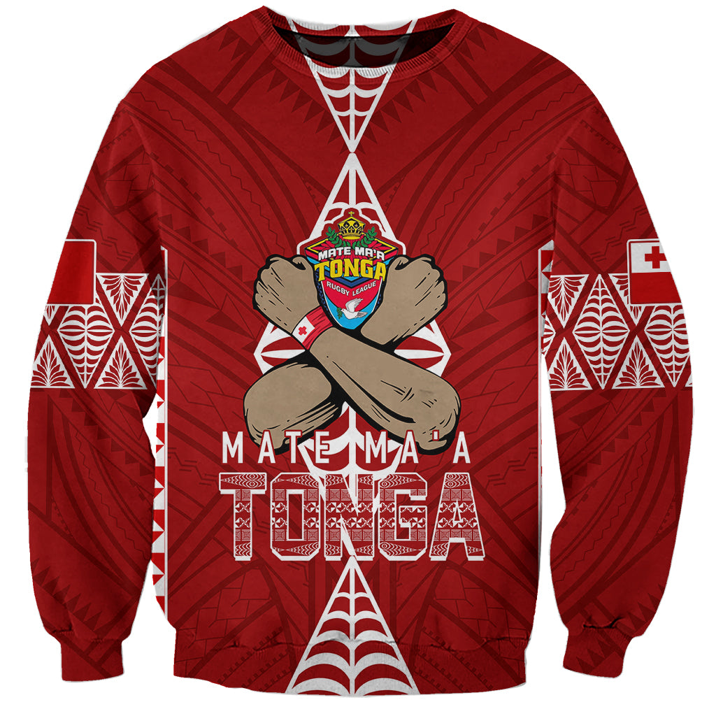 Personalised Tonga Rugby Sweatshirt Mate Ma'a Tonga Independence Day LT7 Unisex Red - Polynesian Pride