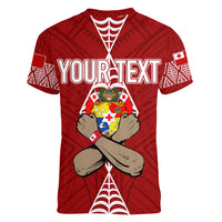 Personalised Tonga Rugby Women V Neck T Shirt Mate Ma'a Tonga Independence Day LT7 - Polynesian Pride