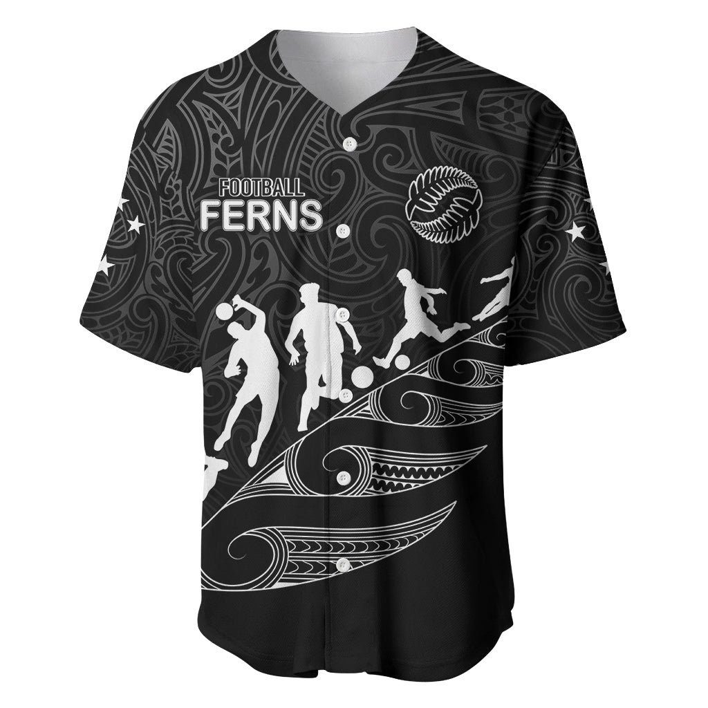 Personalised New Zealand Football Ferns Baseball Jersey Women's World Cup 2023 Tribal Koru Pattern LT7 - Polynesian Pride